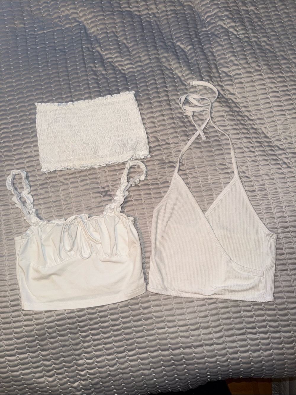 Topshop White Three-Pack Bandeau & Bralettes Set
